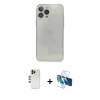 MARSİLYAN™- iPhone 13 Pro Max Kılıf Ahenk Doku - Siyah 3D Antistatik Cam Ekran Koruyucu + Shine Kamera Lens - GD