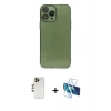 MARSİLYAN™- iPhone 13 Pro Max Kılıf Ahenk Doku - Siyah 3D Antistatik Cam Ekran Koruyucu + Shine Kamera Lens - GD