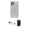 MARSİLYAN™- iPhone 13 Pro Max Kılıf Ahenk Doku - Siyah 3D Antistatik Hayalet Cam Ekran Koruyucu + Pers Alüminyum Kamera Lens - GI