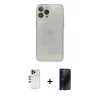 MARSİLYAN™- iPhone 13 Pro Max Kılıf Ahenk Doku - Siyah 3D Antistatik Hayalet Cam Ekran Koruyucu + Shine Kamera Lens - GD