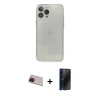 MARSİLYAN™- iPhone 13 Pro Max Kılıf Ahenk Doku - Siyah 3D Antistatik Hayalet Cam Ekran Koruyucu + Kırmızı Rainbow Kamera Lens Koruma Cam