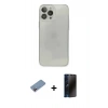 MARSİLYAN™- iPhone 13 Pro Max Kılıf Ahenk Doku - Siyah 3D Antistatik Hayalet Cam Ekran Koruyucu + Shine Kamera Lens Koruma Cam - PE