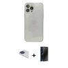 MARSİLYAN™- iPhone 13 Pro Max Kılıf Ahenk Doku - Siyah 3D Antistatik Hayalet Cam Ekran Koruyucu + Pers Alüminyum Kamera Lens - LT