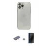 MARSİLYAN™- iPhone 13 Pro Max Kılıf Ahenk Doku - Siyah 3D Antistatik Hayalet Cam Ekran Koruyucu + Renkli Kamera Lens Koruma Cam - TU