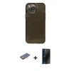 MARSİLYAN™- iPhone 13 Pro Max Kılıf Ahenk Doku - Siyah 3D Antistatik Hayalet Cam Ekran Koruyucu + Renkli Kamera Lens Koruma Cam - TU