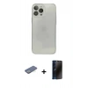 MARSİLYAN™- iPhone 13 Pro Max Kılıf Ahenk Doku - Siyah 3D Antistatik Hayalet Cam Ekran Koruyucu + Renkli Kamera Lens Koruma Cam - YL