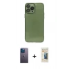 MARSİLYAN™- iPhone 13 Pro Max Kılıf Ahenk Doku - Siyah 6D Mat Seramik Hayalet Nano Ekran Koruyucu + Neon Fosforlu Kamera Lens - MI