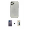 MARSİLYAN™- iPhone 13 Pro Max Kılıf Ahenk Doku - Siyah 6D Mat Seramik Hayalet Nano Ekran Koruyucu + Neon Fosforlu Kamera Lens - MI