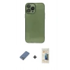 MARSİLYAN™- iPhone 13 Pro Max Kılıf Ahenk Doku - Siyah 6D Mat Seramik Hayalet Nano Ekran Koruyucu + Metal Kamera Lens Koruma Cam - AKYL