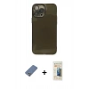 MARSİLYAN™- iPhone 13 Pro Max Kılıf Ahenk Doku - Siyah 6D Mat Seramik Hayalet Nano Ekran Koruyucu + Metal Kamera Lens Koruma Cam - AKYL