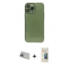 MARSİLYAN™- iPhone 13 Pro Max Kılıf Ahenk Doku - Siyah 6D Mat Seramik Hayalet Nano Ekran Koruyucu + Rainbow Kamera Lens Koruma Cam - MR