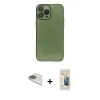 MARSİLYAN™- iPhone 13 Pro Max Kılıf Ahenk Doku - Siyah 6D Mat Seramik Hayalet Nano Ekran Koruyucu + Pers Alüminyum Kamera Lens - GD