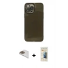 MARSİLYAN™- iPhone 13 Pro Max Kılıf Ahenk Doku - Siyah 6D Mat Seramik Hayalet Nano Ekran Koruyucu + Pers Alüminyum Kamera Lens - GD