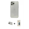 MARSİLYAN™- iPhone 13 Pro Max Kılıf Ahenk Doku - Siyah 6D Mat Seramik Hayalet Nano Ekran Koruyucu + Rainbow Kamera Lens Koruma Cam - BZ