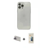 MARSİLYAN™- iPhone 13 Pro Max Kılıf Ahenk Doku - Siyah 6D Mat Seramik Hayalet Nano Ekran Koruyucu + Rainbow Kamera Lens Koruma Cam - MR