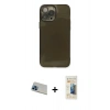 MARSİLYAN™- iPhone 13 Pro Max Kılıf Ahenk Doku - Siyah 6D Mat Seramik Hayalet Nano Ekran Koruyucu + Rainbow Kamera Lens Koruma Cam - MI