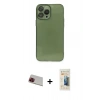 MARSİLYAN™- iPhone 13 Pro Max Kılıf Ahenk Doku - Siyah 6D Mat Seramik Hayalet Nano Ekran Koruyucu + Rainbow Kamera Lens Koruma Cam - KI