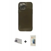 MARSİLYAN™- iPhone 13 Pro Max Kılıf Ahenk Doku - Siyah 6D Mat Seramik Hayalet Nano Ekran Koruyucu + Rainbow Kamera Lens Koruma Cam - MR