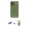 MARSİLYAN™- iPhone 13 Pro Max Kılıf Ahenk Doku - Siyah 6D Mat Seramik Hayalet Nano Ekran Koruyucu + Renkli Kamera Lens Koruma Cam - SI