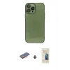 MARSİLYAN™- iPhone 13 Pro Max Kılıf Ahenk Doku - Siyah 6D Mat Seramik Hayalet Nano Ekran Koruyucu + Renkli Kamera Lens Koruma Cam - TU