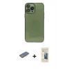 MARSİLYAN™- iPhone 13 Pro Max Kılıf Ahenk Doku - Siyah 6D Mat Seramik Hayalet Nano Ekran Koruyucu + Renkli Kamera Lens Koruma Cam - MI