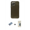 MARSİLYAN™- iPhone 13 Pro Max Kılıf Ahenk Doku - Siyah 6D Mat Seramik Hayalet Nano Ekran Koruyucu + Shine Kamera Lens Koruma Cam - PE