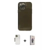 MARSİLYAN™- iPhone 13 Pro Max Kılıf Ahenk Doku - Siyah Bilvis 3D Cam Ekran Koruyucu + Shine Kamera Lens - GD