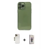 MARSİLYAN™- iPhone 13 Pro Max Kılıf Ahenk Doku - Siyah Bilvis 3D Cam Ekran Koruyucu + Shine Kamera Lens - GD