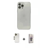 MARSİLYAN™- iPhone 13 Pro Max Kılıf Ahenk Doku - Siyah Bilvis 3D Cam Ekran Koruyucu + Shine Kamera Lens - GD