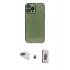 MARSİLYAN™- iPhone 13 Pro Max Kılıf Ahenk Doku - Siyah Bilvis 3D Cam Ekran Koruyucu + Pers Alüminyum Kamera Lens - GI