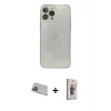 MARSİLYAN™- iPhone 13 Pro Max Kılıf Ahenk Doku - Siyah Bilvis 3D Cam Ekran Koruyucu + Rainbow Kamera Lens Koruma Cam - MR