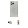 MARSİLYAN™- iPhone 13 Pro Max Kılıf Ahenk Doku - Siyah Bilvis 3D Cam Ekran Koruyucu + Rainbow Kamera Lens Koruma Cam - MI