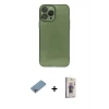 MARSİLYAN™- iPhone 13 Pro Max Kılıf Ahenk Doku - Siyah Bilvis 3D Cam Ekran Koruyucu + Shine Kamera Lens Koruma Cam - GI