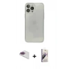 MARSİLYAN™- iPhone 13 Pro Max Kılıf Ahenk Doku - Siyah Bilvis 3D Mat Cam Ekran Koruyucu + Pers Alüminyum Kamera Lens - GI