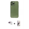 MARSİLYAN™- iPhone 13 Pro Max Kılıf Ahenk Doku - Siyah Bilvis 3D Mat Cam Ekran Koruyucu + Pers Alüminyum Kamera Lens - GI