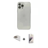 MARSİLYAN™- iPhone 13 Pro Max Kılıf Ahenk Doku - Siyah Bilvis 3D Mat Cam Ekran Koruyucu + Gold Pers Alüminyum Kamera Lens