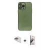 MARSİLYAN™- iPhone 13 Pro Max Kılıf Ahenk Doku - Siyah Bilvis 3D Mat Cam Ekran Koruyucu + Gold Pers Alüminyum Kamera Lens