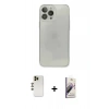 MARSİLYAN™- iPhone 13 Pro Max Kılıf Ahenk Doku - Siyah Bilvis 3D Mat Cam Ekran Koruyucu + Shine Kamera Lens - GD