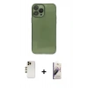 MARSİLYAN™- iPhone 13 Pro Max Kılıf Ahenk Doku - Siyah Bilvis 3D Mat Cam Ekran Koruyucu + Shine Kamera Lens - GD
