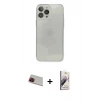 MARSİLYAN™- iPhone 13 Pro Max Kılıf Ahenk Doku - Siyah Bilvis 3D Mat Cam Ekran Koruyucu + Rainbow Kamera Lens Koruma Cam - KI