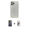 MARSİLYAN™- iPhone 13 Pro Max Kılıf Ahenk Doku - Siyah Bilvis 3D Mat Cam Ekran Koruyucu + Neon Fosforlu Kamera Lens - YL