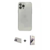 MARSİLYAN™- iPhone 13 Pro Max Kılıf Ahenk Doku - Siyah Bilvis 3D Mat Cam Ekran Koruyucu + Rainbow Kamera Lens Koruma Cam - MR