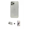 MARSİLYAN™- iPhone 13 Pro Max Kılıf Ahenk Doku - Siyah Bilvis 3D Mat Cam Ekran Koruyucu + Rainbow Kamera Lens Koruma Cam - BZ