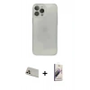 MARSİLYAN™- iPhone 13 Pro Max Kılıf Ahenk Doku - Siyah Bilvis 3D Mat Cam Ekran Koruyucu + Rainbow Kamera Lens Koruma Cam - REGD