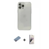 MARSİLYAN™- iPhone 13 Pro Max Kılıf Ahenk Doku - Siyah Bilvis 3D Mat Cam Ekran Koruyucu + Shine Kamera Lens Koruma Cam - PE