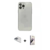 MARSİLYAN™- iPhone 13 Pro Max Kılıf Ahenk Doku - Siyah Bilvis 3D Mat Cam Ekran Koruyucu + Sierra Blue Pers Alüminyum Kamera Lens
