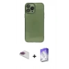 MARSİLYAN™- iPhone 13 Pro Max Kılıf Ahenk Doku - Siyah Bilvis 5in1 3D Magic Cam Ekran Koruyucu + Pers Alüminyum Kamera Lens - GI