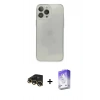 MARSİLYAN™- iPhone 13 Pro Max Kılıf Ahenk Doku - Siyah Bilvis 5in1 3D Magic Cam Ekran Koruyucu + Raze Metal Kamera Lens - GD