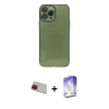 MARSİLYAN™- iPhone 13 Pro Max Kılıf Ahenk Doku - Siyah Bilvis 5in1 3D Magic Cam Ekran Koruyucu + Rainbow Kamera Lens Koruma Cam - KI