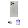 MARSİLYAN™- iPhone 13 Pro Max Kılıf Ahenk Doku - Siyah Bilvis 5in1 3D Magic Cam Ekran Koruyucu + Rainbow Kamera Lens Koruma Cam - KI